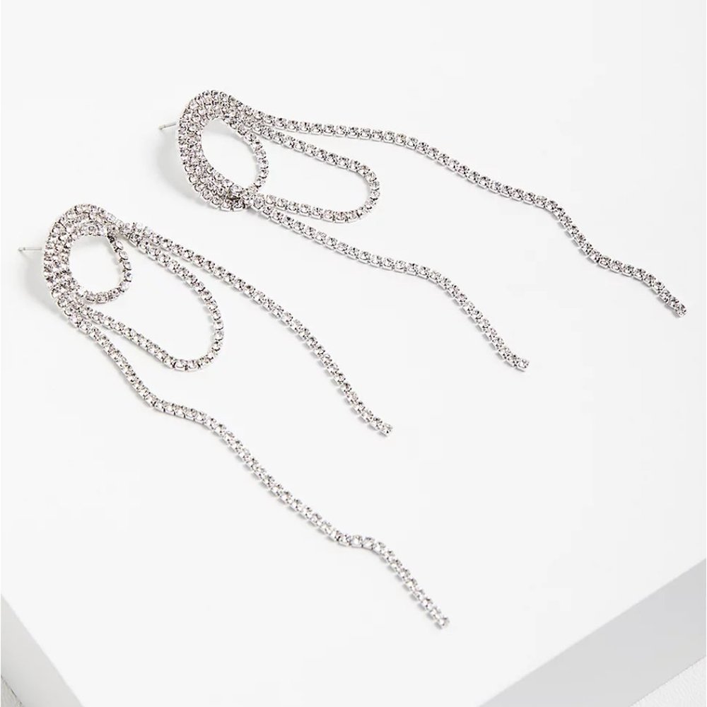 Torrid Rhinestone Loop Earring - Silver Tone